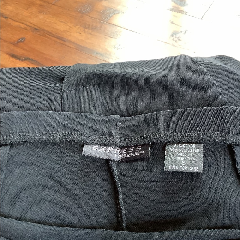 Express. Womens Solid Black Rayon/Poly Long Skirt… - image 3